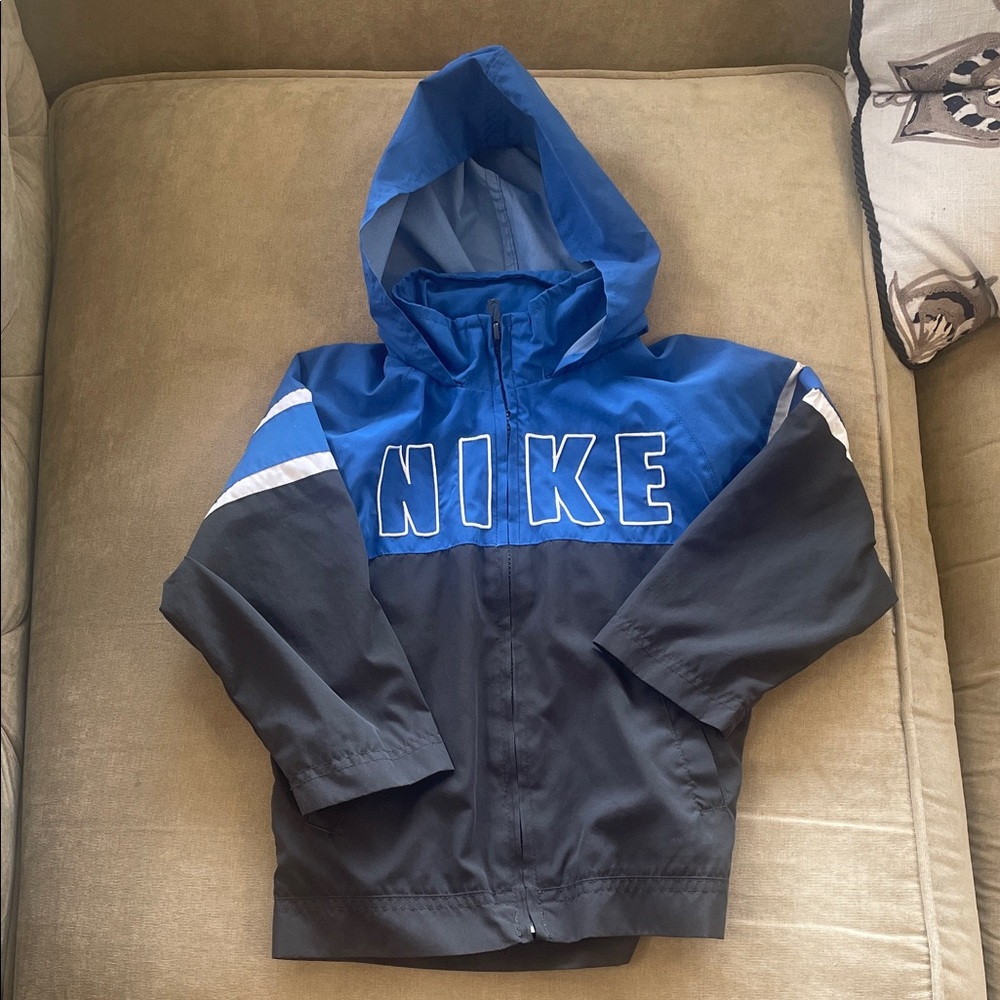 Nike Kids Blue and Black Hooded Windbreaker Jacket